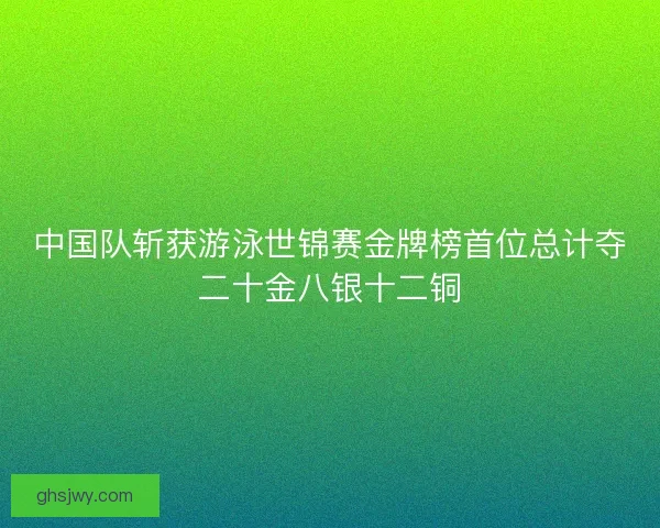 中国队斩获游泳世锦赛金牌榜首位总计夺二十金八银十二铜