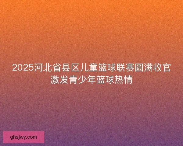 2025河北省县区儿童篮球联赛圆满收官激发青少年篮球热情