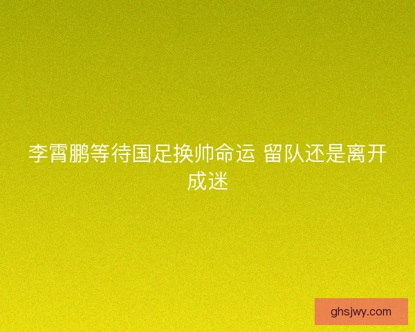 李霄鹏等待国足换帅命运 留队还是离开成迷 李霄鹏等待国足换帅命运 留队还是离开成迷