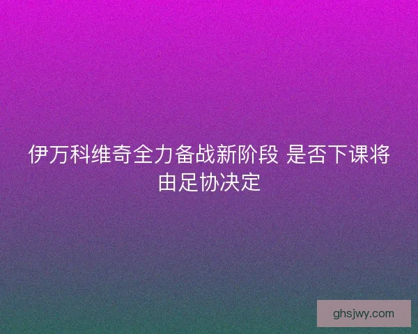 伊万科维奇全力备战新阶段 是否下课将由足协决定 伊万科维奇全力备战新阶段 是否下课将由足协决定